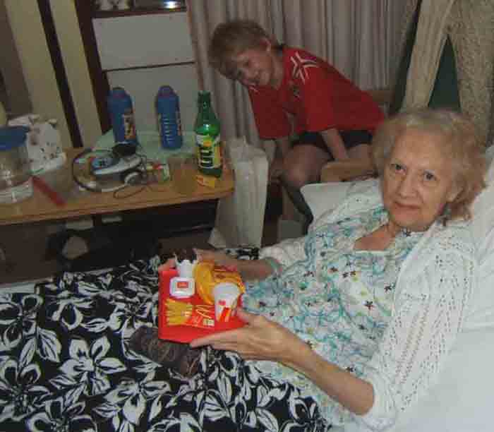 Being presented with a pretend McDonalds meal!